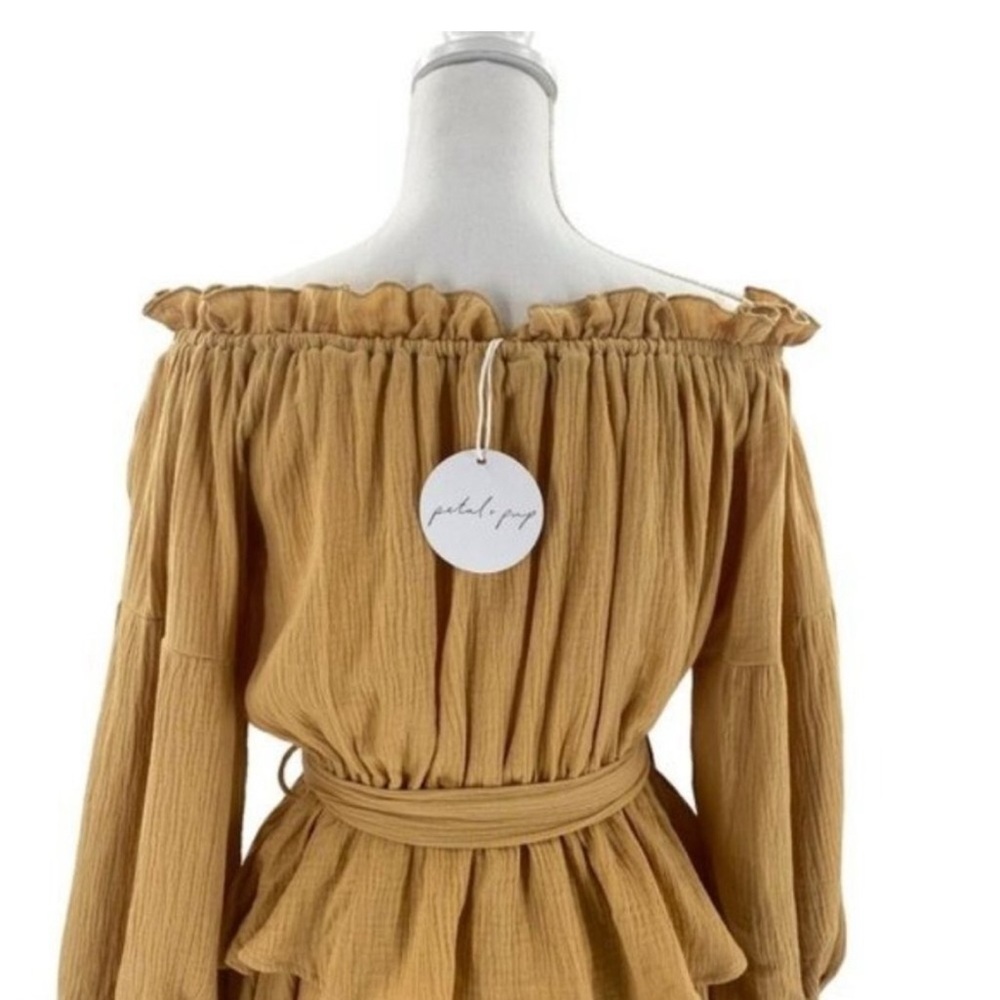 Petal & Pup Tan Ruched Tie Front Sundress - Picture 8 of 10